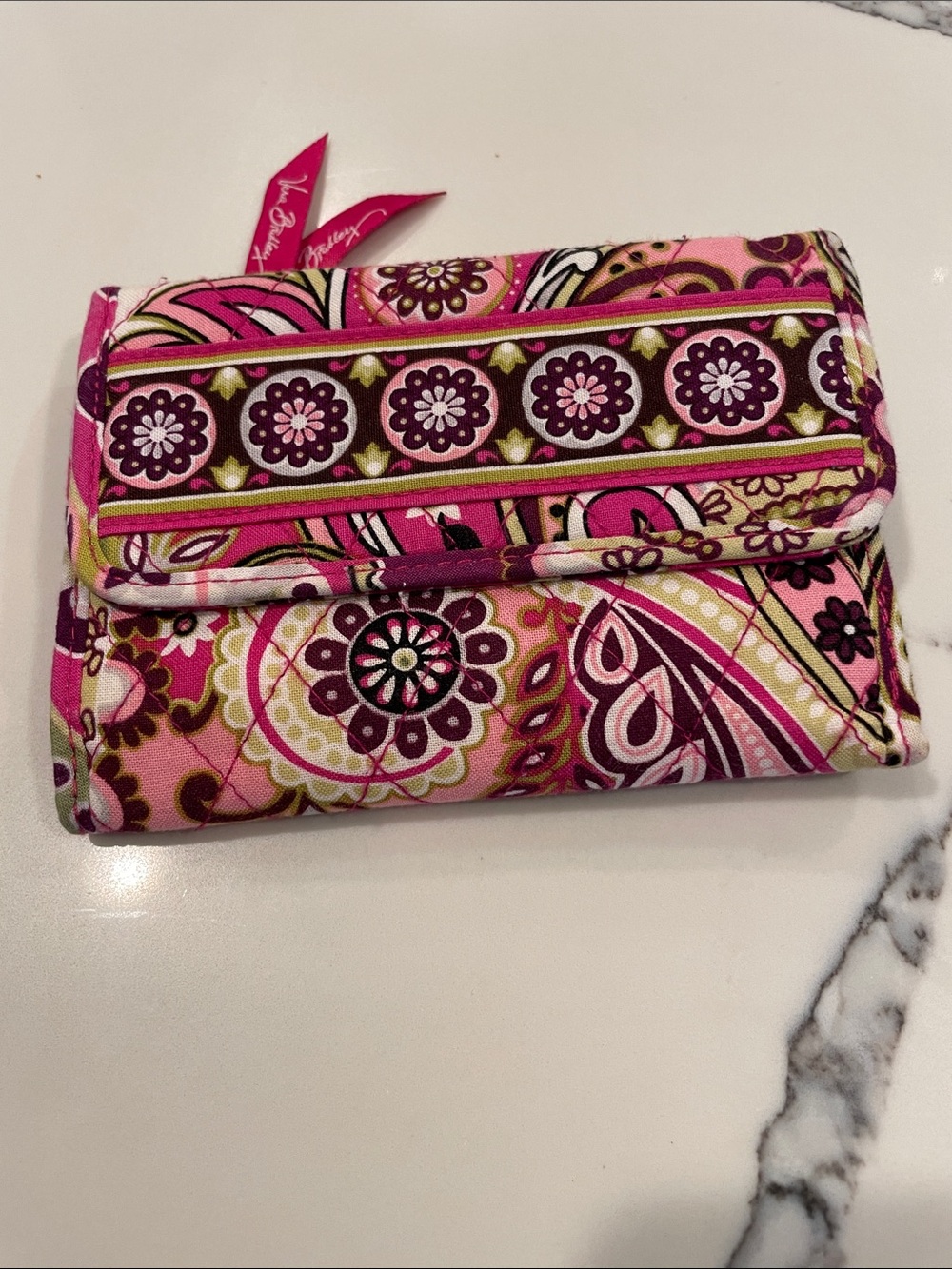 Vera Bradley Pink Multi Paisley Quilted Wallet